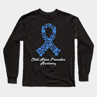 Child Abuse Prevention Awareness Month Blue Ribbon gift idea Long Sleeve T-Shirt